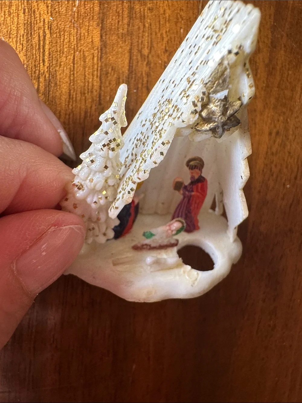 Tiny Vintage White Plastic Nativity Scene